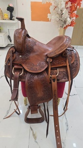 อานม้าหนังแท้สไตล์ตะวันตก ตกแต่งด้วยลายดอกไม้ งานแฮนด์เมด เป็นมิตรกับสิ่งแวดล้อม พร้อมอุปกรณ์ทองเหลืองและทองแดง  นั่งสบายสำหรับผู้ขี่และม้า - Product Image 3