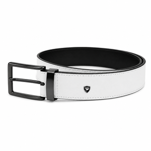 Cinturón Reversible DUMELA de Cuero Vacuno Blanco con Hebilla Negra, Diseño Sólido, Estilo Vintage, Ligero, Duradero, Moldeado en una Sola Pieza - Product Image 2
