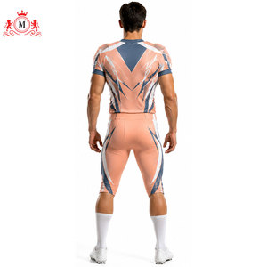 Conjunto de Uniforme de Fútbol Sublimado para Hombre, Patrón Azul Melocotón, Poliéster Transpirable, Detección de Agujas para Adultos - Product Image 4