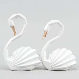 Juego de 2 Adornos de Cisne de Poliresina |   Figuras Decorativas Elegantes de 9.5 Pulgadas para Decoración del Hogar y la Oficina - Product Image 2