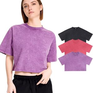 Camiseta Corta de Cuello Redondo para Mujer, Color Sólido, Corte Holgado Informal, 100% Algodón Jersey, Transpirable, Primavera Verano, ODM - Product Image 3