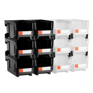 Lot de 12 bacs de rangement en plastique empilables de 14,8 x 8,5 x 7,1 pouces pour l'organisation du garage - Product Image 3