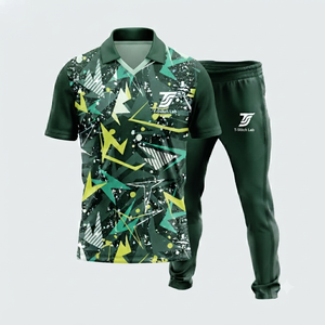 Uniforme de cricket unisexe personnalisé, imprimé par transfert thermique, sublimé, taille élastique, col rond/col en V, manches courtes, séchage rapide, respirant - Product Image 3
