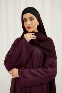 Modern Trendiness <b>Abaya</b> Modest Muslim Women Plus Size Floor Length V Neck Anti-Wrinkle Seamless Waist Tie Button Details Work - Product Image 5