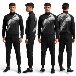 Survêtement Premium pour Homme à Col Zippé, avec Impression Artistique Inspirée de Velocity et Conception de Luxe pour un Style Athlétique Urbain - Product Image 4