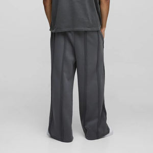 OEM/ODM Wide Leg Lightweight Flare Oversized Solid Color washed Flare men's pants with Custom Printed Logo Sweatpants - Product Image 5