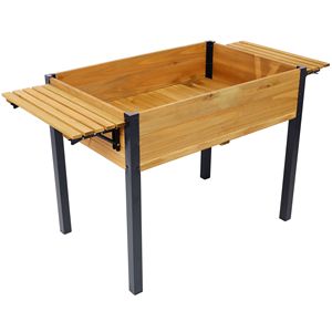 Estante de Almacenamiento Plegable con Patas Metálicas, Jardinera Elevada de Madera para Cultivar Hierbas Frescas, Vegetales, Macetas y Jardineras - Product Image 3