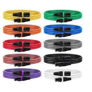 Paquete de 10 Cables DMX XLR Macho/Hembra de 6.5 pies, Blindados y Chapados en Oro, para Micrófonos y Altavoces - Product Image 1