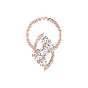 เครื่องประดับจิวเวลรี่เจาะจมูกทรงโค้งลายดอกไม้ทอง 14K สำหรับผู้หญิงจาก AJRETAIL ประดับเพชรธรรมชาติ 0.11 กะรัต รับรองโดย GIA - Product Image 2