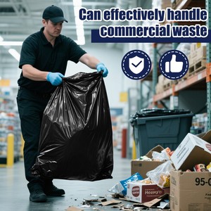 TH GB-012 95-96 Gallon Heavy Duty Trash Bags <b>Extra</b> <b>Large</b> Black Garbage Can Liners for Luxury Hotel, Resorts & Shopping Malls - Product Image 3