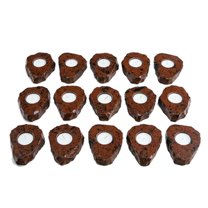 Support de bougie en pierre naturelle sculptée à la main en obsidienne acajou, pierre précieuse agate, guérison, vente en gros - Product Image 5