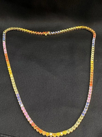 Collier chaîne tennis hip-hop en moissanite arc-en-ciel multicolore, style « iced out », luxueux et étincelant, pour homme.