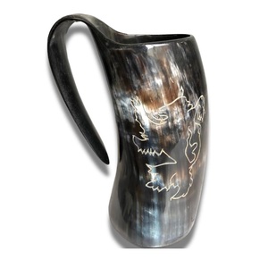 Mug en corne de buffle polie noire, style Viking, avec gravure personnalisée - Product Image 4