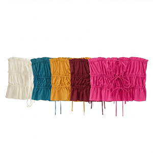 Women's 2024 Summer New Style Versatile Pleated Lace-up Bow Decorated Poplin Camisole <b>Top</b> - Product Image 1