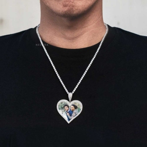 Pendentif Cœur Personnalisé avec Photo, Pendentif Cœur Photo Personnalisé, Pendentif Souvenir Photo Personnalisé, Moissanite Argent 925 - Product Image 3