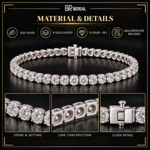 Pulseras de Tenis de Lujo con Moissanita VVS y Engastes de Plata de Ley 925 para Mujer, Regalos de Aniversario Personalizados y Joyería Fina - Product Image 2