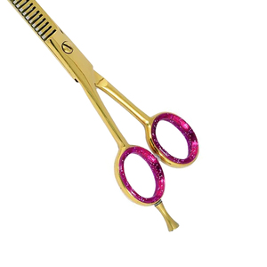 Ciseaux professionnels de désépaississement de cheveux de 6 pouces, dorés, à pointe arrondie, faible MOQ, en acier japonais, avec manche, OEM - Product Image 4