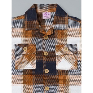 Chemise en coton décontractée pour garçons, imprimé à carreaux marron, marine et blanc - Product Image 3