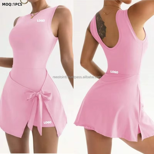 Tennis Wear New Style Cool Breathable Pickleball Outfit Tennis <b>Skirt</b> Round Neck Backless Design Slimming Bottom <b>Skirt</b> - Product Image 1