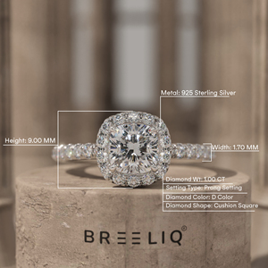 14K White Gold Cushion Cut Halo Diamond Engagement Ring 1CT Center Pave Band <b>Bridal</b> Ring Elegant Fine Jewelry - Product Image 4