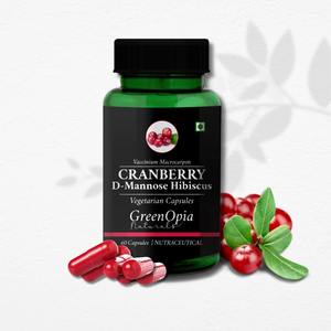 Extrait de canneberge, D-Mannose et capsules de fleurs d'hibiscus |   60 Capsules végétariennes |   Complément alimentaire à base de plantes et de nutriments - Product Image 1