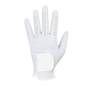 Golf <b>Glove</b> Right Hand Black White Genuine Leather Hook Loop Closure Non Slip Soft Grip Unisex Sports - Product Image 3
