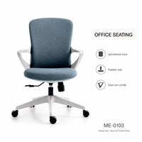 Chaise de bureau moderne rembourrée avec accoudoirs fixes, dossier solide, poignée réglable, siège rembourré, base à cinq étoiles pour espaces de travail