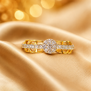 Elegant 14K Gold Floral Solitaire <b>Ring</b> with <b>CZ</b> Diamond Look Setting Bridal Party Wear Jewelry for Women - Product Image 3