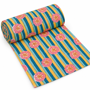 Tissu en voile de coton tissé léger imprimé à la main Pinksa, 90 GSM, largeur 43/44 pouces, motif floral unisexe, Rajasthan 60S60S - Product Image 2