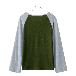 เสื้อยืดแขนยาวสำหรับผู้ชายและผู้หญิงเสื้อแร็กแลนระบายอากาศได้ดีคอกลมแขนยาวสองสีแบบลำลองสำหรับผู้ชาย - Product Image 1