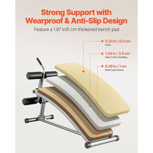 Banc de musculation incurvé avec 6 réglages de hauteur et poignées pour crunch inversé - Acier robuste, capacité de 600 lb - Product Image 4