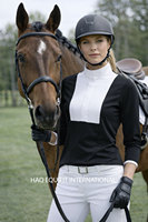Haut de base équestre pour femme en maille respirante, chemise de concours à manches longues perforée pour l'équitation, vêtements d'équitation OEM