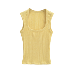 Débardeur court côtelé personnalisé pour femme, sans manches, pour yoga, gym, fitness, vêtements de sport, vente en gros OEM, hauts décontractés, respirant, en coton, coupe ajustée - Product Image 5