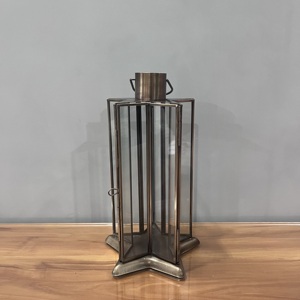 Antique Finish Metal Glass Candle <b>Lantern</b> Modern Decorative <b>Hurricane</b> <b>Lantern</b> for Home Wedding Decoration - Product Image 2