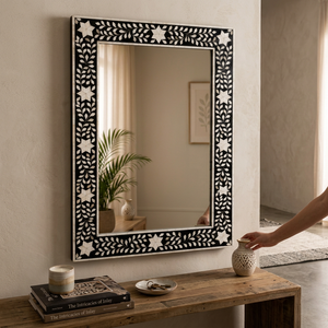 <b>Wall</b> <b>Mirror</b> Handmade Wholesale Custom OEM ODM MOP Resin Bone Floral Star Rectangular Hanging <b>Mirror</b> DECORYUG - Product Image 2