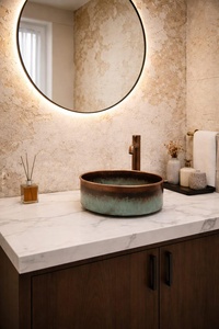 Lavabo de cobre de lujo, pieza artística de cobre, lavabo de cobre de diseño elegante, lavabo de cobre de alta calidad en metal. - Product Image 5