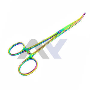 คีมคีลลี่เฮโมสแตท ขนาด 5.5 นิ้ว แบบโค้ง - ผลิตจากเหล็กกล้าไร้สนิมเยอรมันคุณภาพสูง พร้อมเคลือบไทเทเนียมพลาสม่าหลากสีรุ้ง - Product Image 6