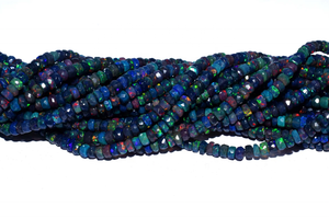 Cuentas Rondelle de ópalo etíope negro Natural, 3-4MM, Ópalo negro de fuego, fabricación de joyas, piedras preciosas sueltas - Product Image 4