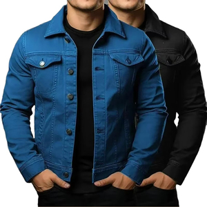 Vestes en jean pour hommes en gros, couleur unie personnalisée, col montant, respirantes, imperméables, fabriquées au Pakistan - Product Image 5