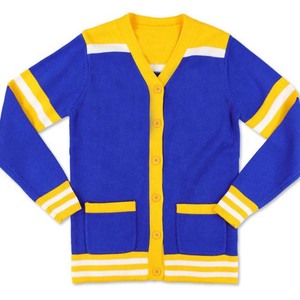 Sorority <b>Women's</b> Yellow Knitted <b>Cardigan</b> V-Neck <b>Long</b> Sleeve With Purple Stripes And Buttons Classic Casual Sweater Knitwear 2026 - Product Image 4