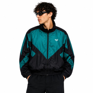 Customize Retro Color Block Nylon Track Men's <b>Jackets</b> Unisex Lightweight Zip Up Windbreaker Streetwear Sports Outerwear Supplier - Product Image 4