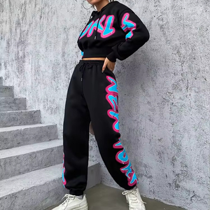 Women's White Hooded <b>Sweatshirt</b> With <b>Pink</b> Blue Letter Print Regular Fit Knitted Cotton Autumn Hip Hop Style - Product Image 6