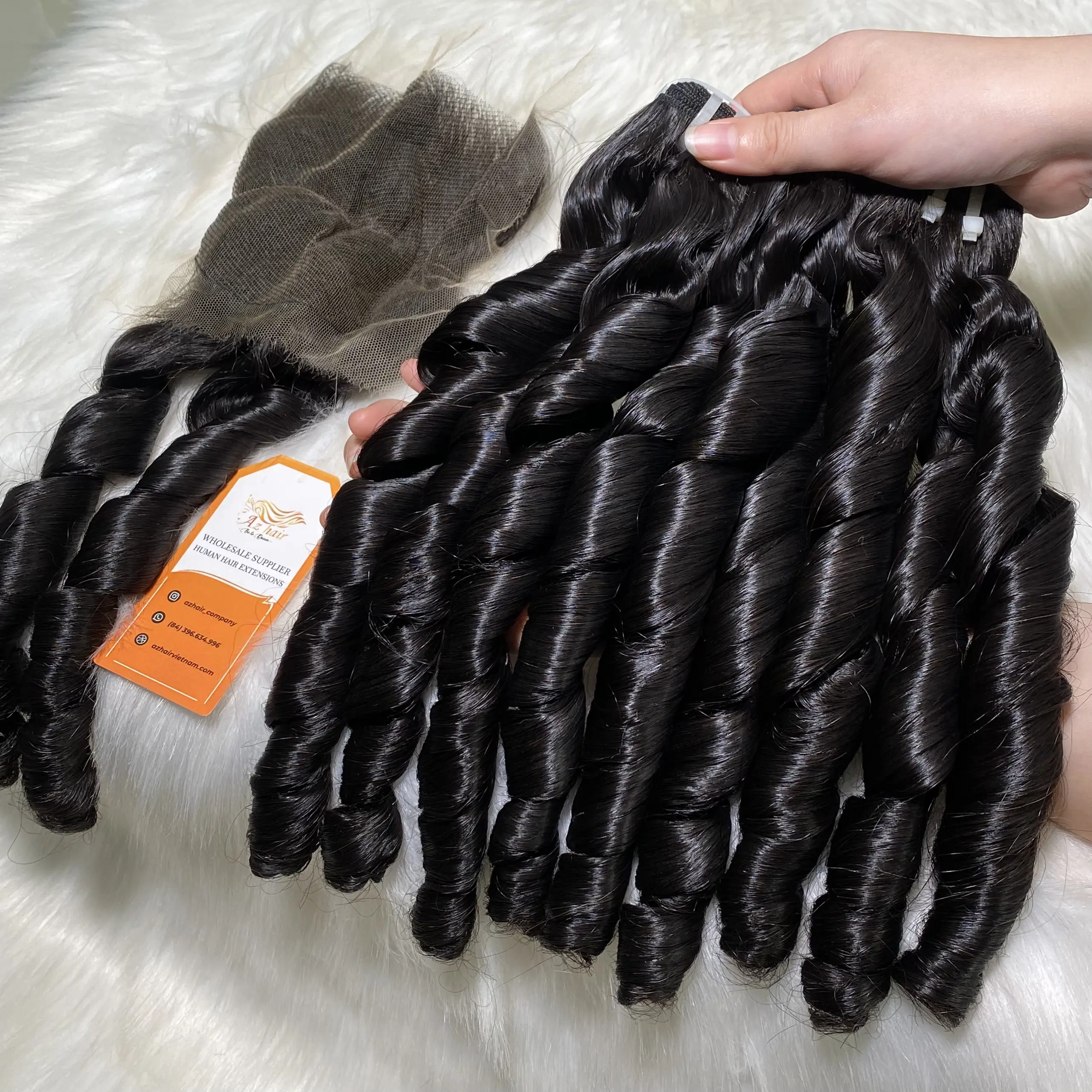 Fummi Wavy Bundles Full Lengths Curly Human Hair Raw Vietnamese Hair Super Double Drawn Hair Extension Wholesale Price