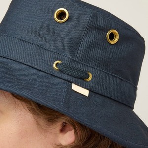 Custom Print <b>Hat</b> With String Unisex Navy Cotton Canvas Bucket <b>Hat</b> With Metal Eyelet Solid Color Casual Spring <b>Summer</b> Adult <b>Hat</b> - Product Image 3