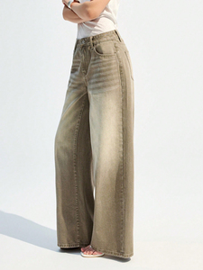 Servicio del fabricante: Jeans de mezclilla de moda urbana para mujer, de pierna ancha y estilo holgado, con lavado Monkey y efecto desgastado - Product Image 4