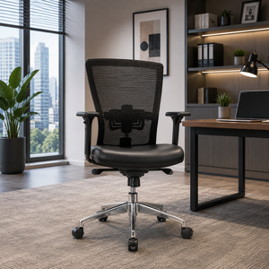 Fauteuil pivotant de luxe ergonomique avec dossier en tissu maillé, soutien lombaire réglable, accoudoirs réglables en hauteur, pour bureau et usage domestique - Product Image 1