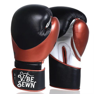 High Quality Leather Boxing Gloves Custom Made with Adjustable Hook and Loop Closure Customizable Logo on <b>Strap</b> Reasonable Price - Product Image 2