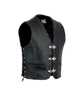 Chaleco de cuero negro para hombre, sin mangas, para motociclistas, tallas S a 3XL - Product Image 1