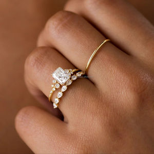 IGI/GIA Lab Grown Cut Diamond Vintage 14K Anillo de boda/compromiso amarillo Unisex Oro blanco fino para fiesta de aniversario-Worthy - Product Image 1