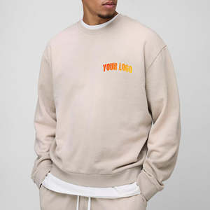 T-shirt en coton à manches longues imprimé, col rond, pour homme et femme, effet délavé, coupe oversize, sweat-shirt personnalisé à col ras du cou - Product Image 1